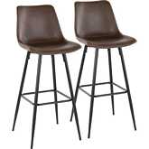 Durango 30" Bar Stool in Black Metal, Espresso Leatherette & Black Footrest (Set of 2)